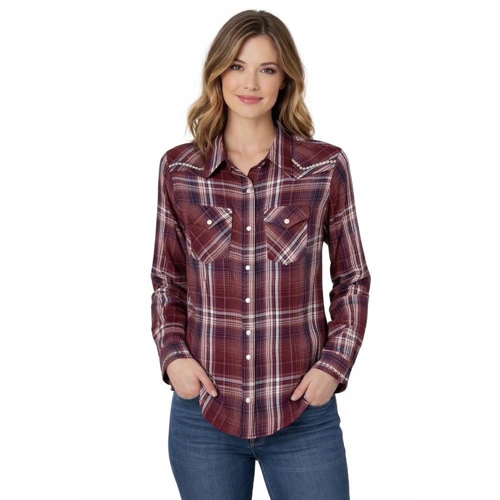 Wrangler Women's Shirt Plaid Pearl Snap
